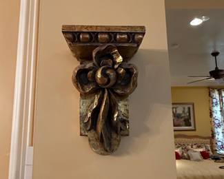 Ornate Gold Acanthus Leaf Wall Shelf Bracket