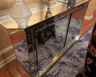 Ello Mirrored Console Table with Gold Trim
