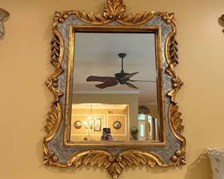 Ornate Gilt and Silver Leaf Rococo Style Wall Mirror