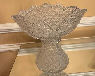 Cut Crystal Punch Bowl with Pedestal