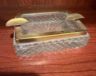 Crystal and Brass Ashtray