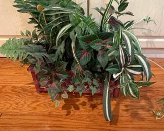 Artificial Plant Arrangement in Wooden Planter