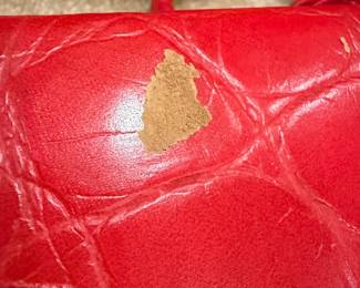 Vintage Red Faux Crocodile Embossed Vanity Case or Handbag third image