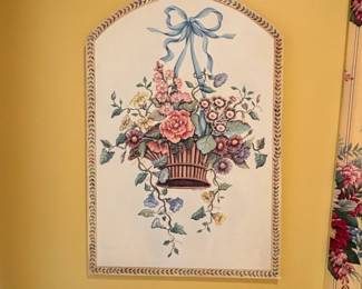 Vintage Floral Basket Arch Wall Plaque