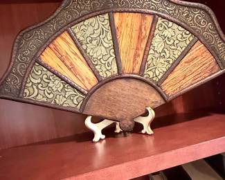 Vintage Brass Fan Picture Frame with Easel Stand