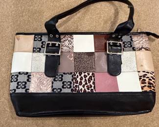 Patchwork Faux Leather Satchel Handbag