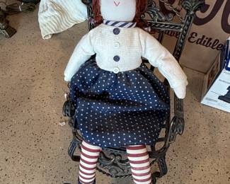 Patriotic Rag Doll in Rocking Chair