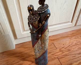 African Couple Figurine with Gold Tone Accents