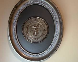 Framed Relief Plaque with Winged Figure and Child
