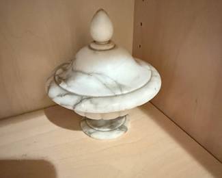 Vintage Alabaster Pedestal Urn with Lid