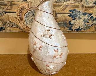 Capiz Shell and Twine Decorated Vase