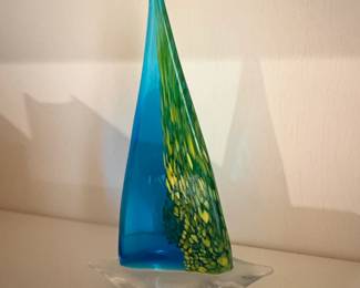 Murano Style Glass Sailboat Sculpture