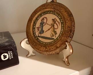 Round Framed Print of Dancing Figures with Decorative Border