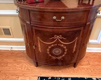 Sheraton Revival Inlaid Mahogany Demilune Console Cabinet second image