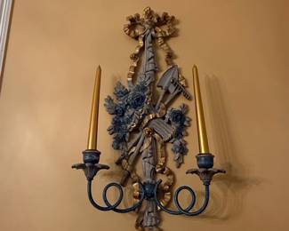 Ornate Floral and Tool Motif Wall Sconce