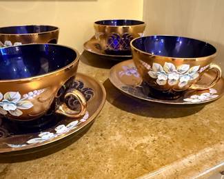 Konrad Handarbeit CSFR HandPainted Gilded Cobalt Blue Tea Set fifth image