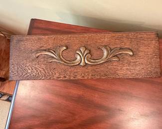 Antique Oak Wood Decorative Panel with Carved Acanthus Leaf Motif