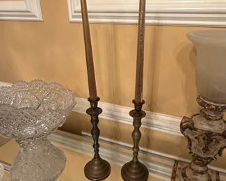 Vintage Brass Candlesticks  Pair