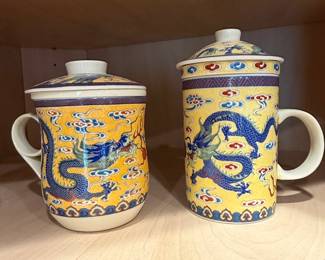 Chinese Dragon Ceramic Tea Mug with Infuser and Lid