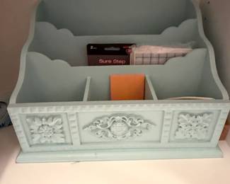 Vintage Rococo Style Wooden Desk Organizer or Mail Sorter