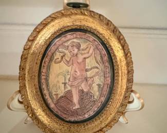 Oval Gilt Frame with Cherub Motif
