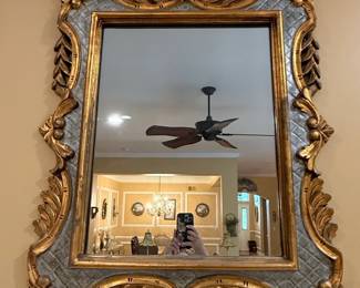 Ornate Gilt and Silver Leaf Rococo Style Wall Mirror second image