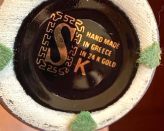 SK Hand Made in Greece Vase with K Gold Trim second image