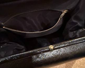 Vintage Black Textured Doctors Bag Style Handbag with GoldTone Clasp second image