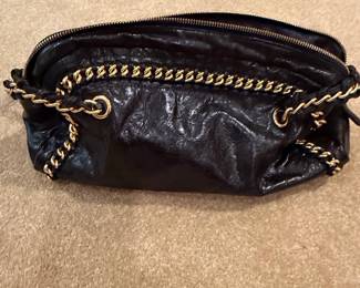 Sabina New York Genuine Leather Chain Detail Clutch