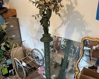 Maitland Smith Bronze Figural Pedestal Urn
