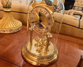 Scherer Quartz Glass Dome Mantel Clock with Moon Phase