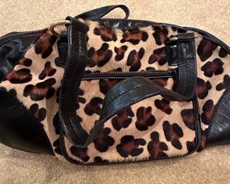 Nicole Miller Collection Leopard Print  Leather Satchel