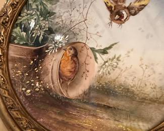 Oval Porcelain Plaque with Bird Scene by Lena Liu second image