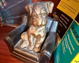 Nuart Creations Bronze Dog Figurine on Armchair