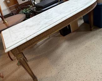 Louis XVI Style Giltwood Marble Top Console Table