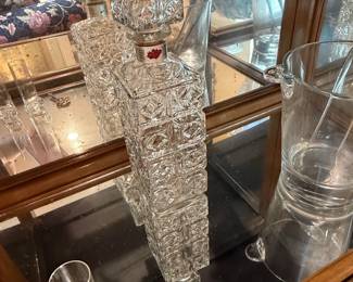 Vintage Cut Crystal Decanter with Four Roses Label
