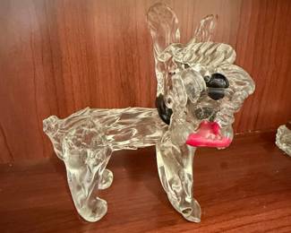 Clear Glass French Bulldog Figurine with Pink Tongue