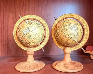 Vintage Desktop Terrestrial Globes Pair