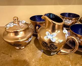 Konrad Handarbeit CSFR HandPainted Gilded Cobalt Blue Tea Set second image