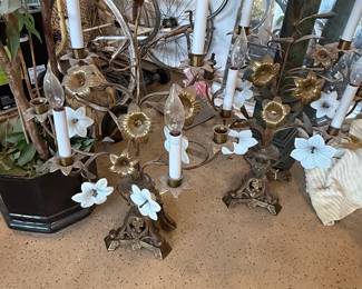 Vintage Floral Candelabra Pair