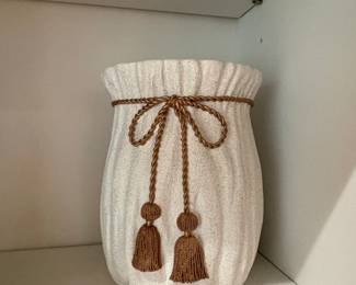 Textured Ceramic Vase with Rope and Tassel Detail