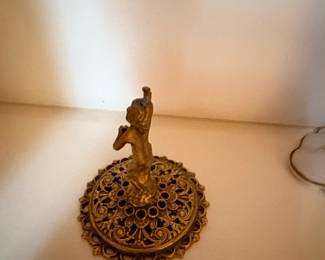 Vintage Brass Cherub Candlestick Holder