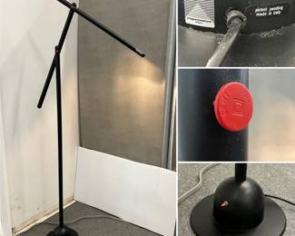 More views of the 1983 Mario Arnaboldi “Mira” black floor lamp produced by Programmaluce, Italy