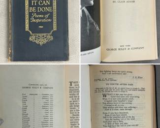 It Can Be Done: Poems of Inspiration, collected by Joseph Morris and St. Clair Adams; leather hardcover, published by George Sully & Company, New York, 1926