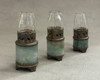 Another view of the antique Chinese opium lamps made in Hong Kong