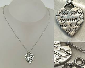 Sterling silver engraved heart pendant necklace