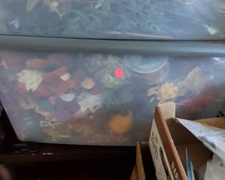 Crafting Supplies Storage Bin with Artificial Florals and Ribbons