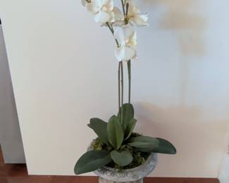 Artificial White Phalaenopsis Orchid Arrangement in Urn Planter