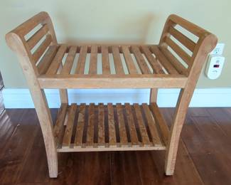 Teak Shower Bench with Shelf
