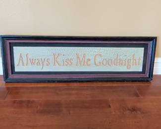 Always Kiss Me Goodnight Wood Sign with Distressed Finish and Multi-Layered Frame